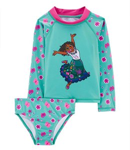 Biquíni Manga Longa Verde/Rosa - 2T (2 a 3 anos) - Disney Encanto