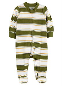 Pijama com pezinho Verde Listrado - 6m (3 a 6 meses) - Carter's