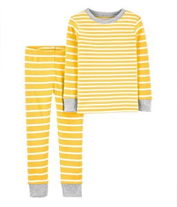 Pijama 2 peças Listrado Amarelo - 18m (12 a 18 meses) - Carter's