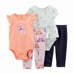 Conjunto 4 peças Body/Calça Borboleta Laranja - 18m (12 a 18 meses) - Carter's