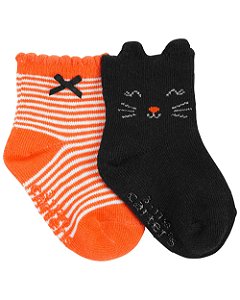 Kit 2 Meias Laranja/Preta - 0 a 3 Meses - Carter's