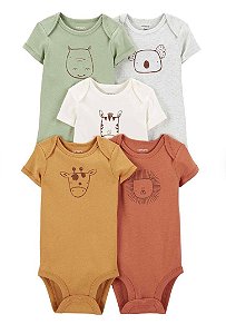 Kit Body 5 Peças Bichos Tons Neutros - 9m (6 a 9 meses) - Carter's