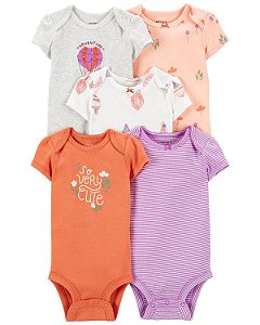 Kit Body 5 peças Balão Laranja/Roxo - 3m (1 a 3 meses) - Carter's