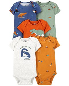 Kit Body 5 peças Colorido Dinossauros - 9m (6 a 9 meses) - Carter's