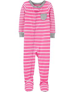 Pijama com pezinho Listrado Rosa - 2T (2 a 3 anos) - Carter's