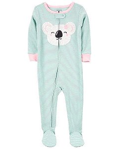 Pijama com pezinho Coala Rosa/Verde Listrado - 3T (3 a 4 anos) - Carter's