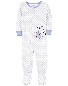 Pijama com pezinho Branco/Lilás Borboleta - 3T (3 a 4 anos) - Carter's