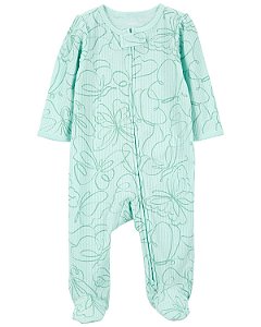 Pijama com pezinho Borboleta Verde - 3m (1 a 3 meses) - Carter's