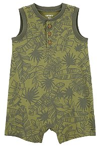 Romper Tropical Verde Musgo - 3m (1 a 3 meses) - Carter's