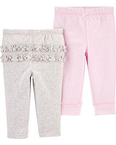 Kit 2 Calças Rosa/Cinza - RN - Carter's