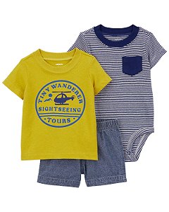 Conjunto 3 peças Amarelo Helicóptero - 24m (18 a 24 meses) - Carter's