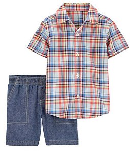 Conjunto 2 peças Xadrez Bermuda Jeans - 2T (2 a 3 anos) - Carter's