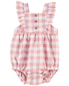 Body Quadriculado Coral/Roxo - 18m (12 a 18 meses) - Carter's