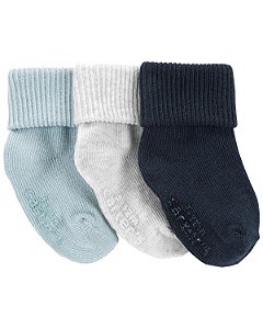 Kit 3 Meias Tons de Azul - 0 a 3 Meses - Carter's