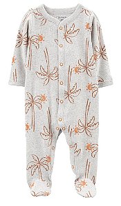 Pijama com pezinho Cinza Coqueiros - 3m (1 a 3 meses) - Carter's