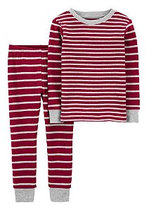 Pijama 2 peças Manga Longa Listrado Vinho - 18m (12 a 18 meses) - Carter's