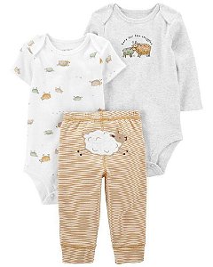 Conjunto 3 Peças Ovelha Bege - 6m (3 a 6 meses) - Carter's