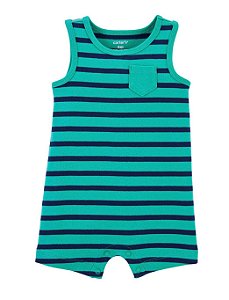 Romper Listrado Verde - 6m (3 a 6 meses) - Carter's