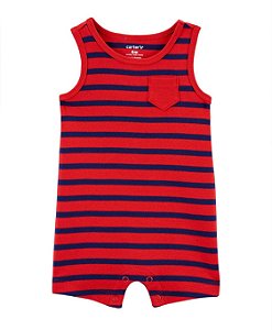 Romper Listrado Vermelho - 9m (6 a 9 meses) - Carter's