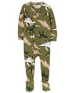 Pijama com pezinho Dino Verde/Bege - 18m (12 a 18 meses) - Carter's