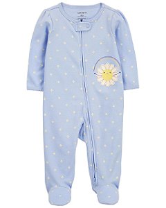 Pijama com pezinho Azul Margarida Branca - RN - Carter's