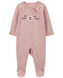 Pijama com pezinho Transpassado Gato Rosa - RN - Carter's
