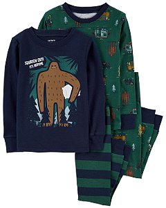 Kit Pijama 4 peças Squatch Out - 12m (9 a 12 meses) - Carter's