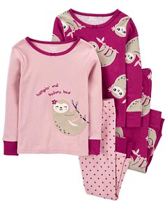 Kit Pijama 4 Peças Bicho Preguiça - 3T (3 a 4 anos) - Carter's