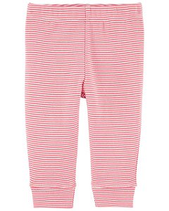 Calça Jogger Rosa Listrada - 6m (3 a 6 meses) - Carter's