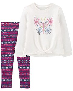 Conjunto 2 peças Blusa Branca Borboleta - 12m (9 a 12 meses) - Carter's