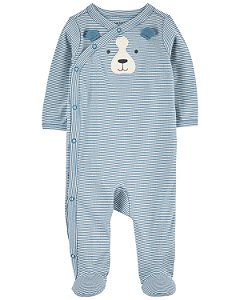 Pijama com pezinho Transpassado Azul Urso - 9m (6 a 9 meses) - Carter's