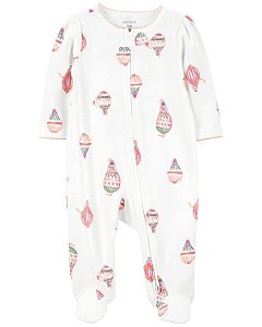 Pijama com pezinho Branco Balão - 6m (3 a 6 meses) - Carter's