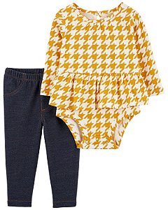 Conjunto 2 peças Houndstooth Mostarda - 18m (12 a 18 meses) - Carter's
