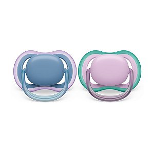Chupeta Ultra Air Dupla Lisa Azul/Roxa - 6 a 18 meses - Philips Avent