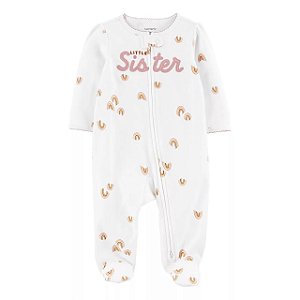 Pijama com pezinho Little Sister Branco - 6m (3 a 6 meses) - Carter's