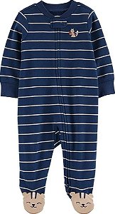 Pijama com pezinho Azul Marinho Esquilo - 3m (1 a 3 meses) - Carter's