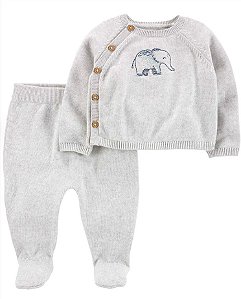 Conjunto 2 peças Elefante Cinza - 3m (1 a 3 meses) - Carter's