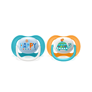 Chupeta Ultra Air Dupla Be Happy/Tartaruga 6 a 18 meses - Philips Avent