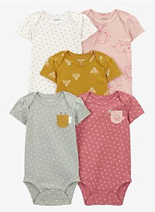 Kit Body 5 peças Animais Bolso/Rosa - RN - Carter's