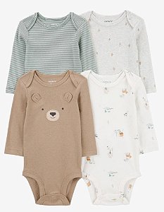 Kit Body 4 Peças Urso Bege - 6m (3 a 6 meses) - Carter's