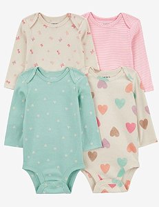 Kit Body 4 peças Coração/Verde - 18m (12 a 18 meses) - Carter's