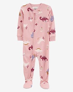 Pijama com pezinho Dino Rosa - 12m (9 a 12 meses) - Carter's