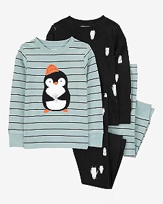 Kit Pijama 4 peças Pinguim Preto - 24m (18 a 24 meses) - Carter's