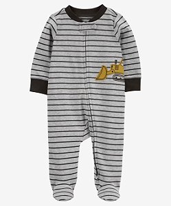 Pijama com pezinho Cinza Colheitadeira - 3m (1 a 3 meses) - Carter's
