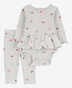 Conjunto 2 peças Cinza Pássaros - 3m (1 a 3 meses) - Carter's