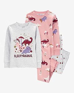 Kit Pijama 4 peças Dino Rosa - 4T (4 a 5 anos) - Carter's