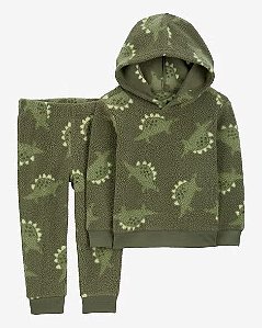 Conjunto 2 peças Fleece Dino Verde Musgo - 12m (9 a 12 meses) - Carter's