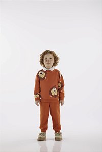 Conjunto Blusão e Calça em Moletom Leão Laranja - Tam 6 - Up Baby