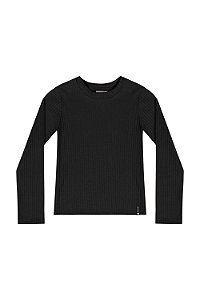 Blusa Manga Longa em Ribana Canelada Preta - Tam 1 - Quimby