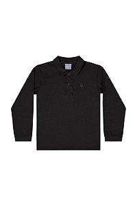 Camisa Polo Manga Longa em Meia Malha Preto - Tam 4 - Quimby